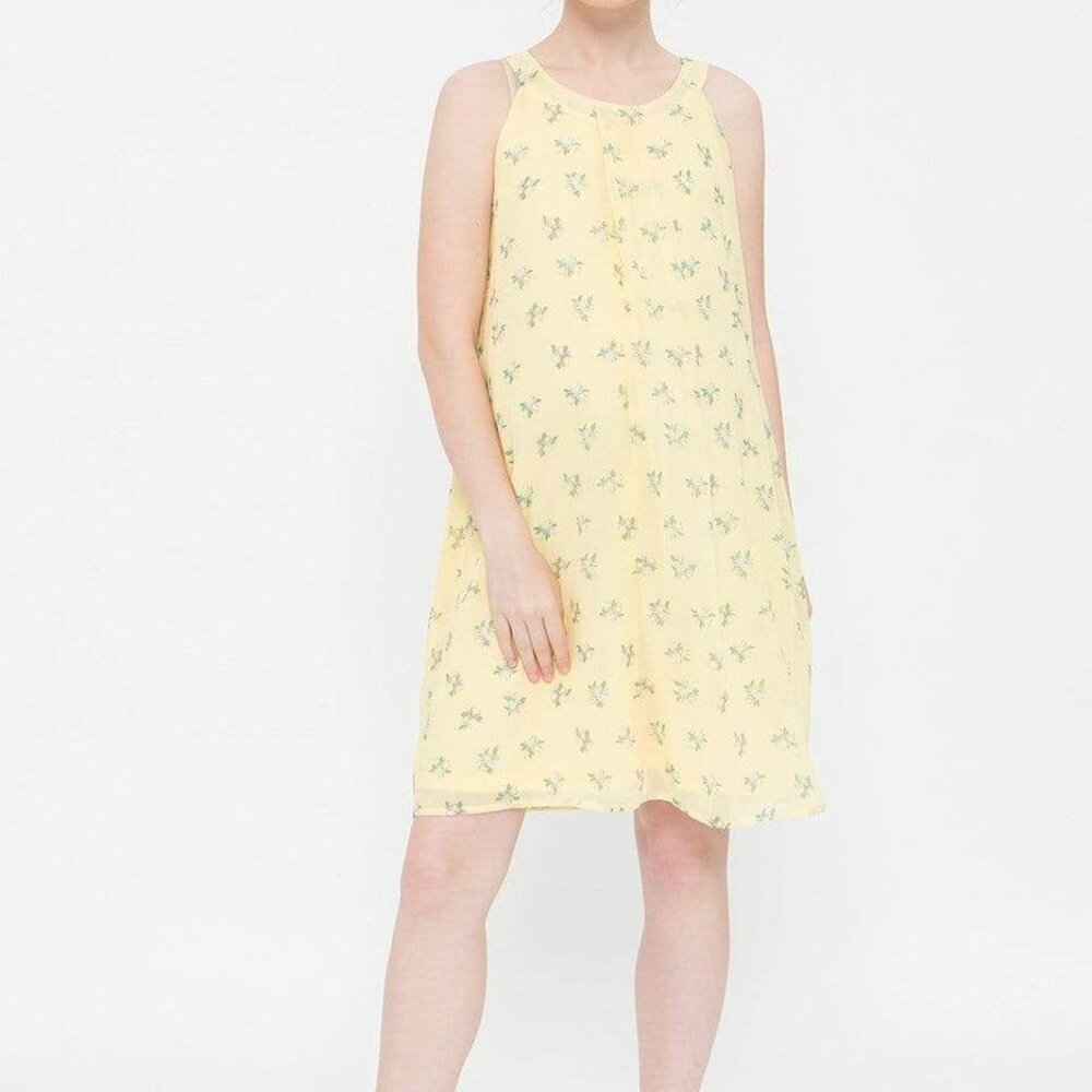 Spring Maternity & Nursing Yellow Halter Dress Size Medium